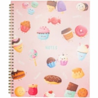 Hilroy Taste Notebook - 1 Subject(s) - 160 Pages - Ruled Margin - 56 g/m² Grammage - 10.50" (266.70 mm) Height x 9" (228.60 mm) Width x 0.33" (8.38 mm) Length - White Paper - Cute and Playful Desserts Cover - Perforated, Schedule, Note Section