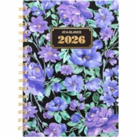 At-A-Glance Badge Floral Planner - Small - Academic - Weekly, Monthly - 13 Month - January 2026 to January 2027 - 1 Week, 1 Month Double Page Layout - 5 1/2" (139.70 mm) x 8 1/2" (215.90 mm) Sheet Size - Spiral Bound - Multicolor - Poly, Polypropylene Cover - Sticker Sheet, Monthly Planner, Referenc