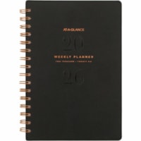 At-A-Glance 2026 Signature Weekly/Monthly Planner - 8-1/2" H x 5-3/8" W - Black - Bilingual - Weekly, Monthly - 13 Month - January 2026 to January 2026 - 1 Week, 1 Month Double Page Layout - 5 3/8" (136.53 mm) x 8 1/2" (215.90 mm) Sheet Size - Spiral Bound - Black - Black Faux Leather Cover - Monthl