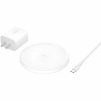 Belkin BoostCharge Wireless Charging Pad 15W - For Smartphone, Earbud, Qi-enabled Device, AirPod, iPhone - Input connectors: USB - Fast Charging, LED Indicator, Foreign Object Detection, Overload Protection, Overvoltage Protection, Fire Resistant, Current Detection, Temperature Monitoring, Compact