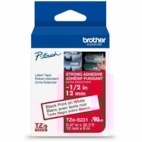 Brother - Ruban d'étiquettes P-touch TZe - x largeur de 1/2 po (12,70 mm) - Ruban adhésif - Blanc - Polytéréphtalate d'éthylène - Laminées - Facile á lire, Thermorésistant, Personnalisables, Durable, Décorticage résistant, Anti-d&