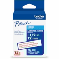 P-touch TZE231 ~1/2" Black Print on White Label Tape - - DiameterTape - Rectangle - Black on White - Water Resistant - Laminated - Easy Peel, Abrasion Resistant, Chemical Resistant, Fade Resistant, Sunlight Resistant, Long Lasting, Easy to Read, Durable - 26.25 ft (8000 mm) Roll Length - For Label M