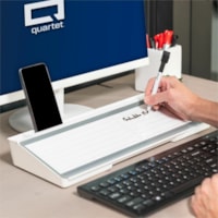 Quartet Glass Desktop Dry-Erase Pad - 18" (457.20 mm) Width x 6" (152.40 mm) Height - White Glass Surface - Desktop - Washable - 1 Each
