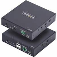 StarTech.com HDMI KVM Extender Over IP Network, 4K 60Hz, Driverless, HDMI and USB Over Ethernet/CAT6, AVoIP, Transmitter/Receiver Kit - Control a computers keyboard/mouse/4K 60Hz HDMI monitor from a remote location over an existing IP network; Additional IP KVM receivers sold separately; No Drivers/