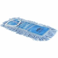 Globe Pro-Stat Blue Tie-On Dust Mop Head - 18"L X 5"W / Blue - 5" (127 mm) Width x 18" (457.20 mm) Length - Looped Ends, Fray Resistant, Durable, Tangle Resistant, Lint Resistant - Yarn, Polyester - Blue - 1
