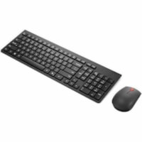 Lenovo Essential Wireless Combo Keyboard & Mouse Gen2 Black-US_English - USB Type A Wireless RF 2.40 GHz Keyboard - English (US) - Black - USB Type A Wireless RF Mouse - Optical - 1600 dpi - 3 Button - Scroll Wheel - Black - Media Control, CoPilot Hot Key(s) - Symmetrical - AA, AAA - Compatible with
