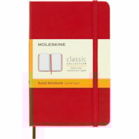 Moleskine Classic Notebook - Ivory Paper - Scarlet Red Cover - Hard Cover, Elastic Closure, Bookmark, Expandable Pocket, Rounded Corner, Acid-free Paper