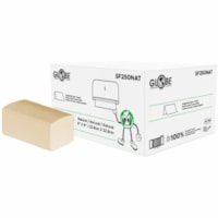Globe Single Fold Towel - 1 Ply - 1/2 Fold - 9" (228.60 mm) Width x 9" (228.60 mm) Length - Kraft - Paper, Fiber - 16 Pack