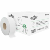 Globe Jumbo Roll Toilet Tissue - 2 Ply - Jumbo - 8.66" (219.96 mm) Roll Diameter - 3.30" (83.82 mm) Core - Fiber - 12 Pack