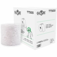 Globe Standard Toilet Tissue - 2 Ply - 3.20" (81.28 mm) Width x 4" (101.60 mm) Length - 500 Sheets/Roll - 4.25" (107.95 mm) Roll Diameter - 1.64" (41.66 mm) Core - Fiber - 48 Pack
