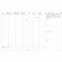 Quo Vadis Planner President Refill French - Large - Weekly - 13 Month - December 2025 to December 2026 - 8:00 AM to 9:00 PM - Half-hourly - Monday - Saturday, 8:00 AM to 7:00 PM - Hourly - Sunday - 1 Week Double Page Layout - 8 1/4" (209.55 mm) x 10 3/4" (273.05 mm) Sheet Size - White Sheet - Stitch