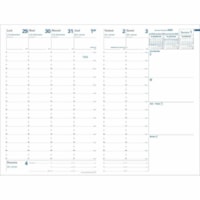 Quo Vadis Planner Minister Refill French - Medium - Weekly - 13 Month - December 2025 to December 2026 - 8:00 AM to 9:00 PM - Half-hourly - Monday - Saturday, 8:00 AM to 7:00 PM - Hourly - Sunday - 1 Week Double Page Layout - 6 1/4" (158.75 mm) x 9 1/2" (241.30 mm) Sheet Size - White Sheet - Stitche