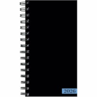 TF Publishing 2026 Black Small Weekly Monthly Planner - Small - Weekly, Monthly - January 2026 to December 2026 - 1 Month Double Page Layout - 3 1/2" (88.90 mm) x 6 1/2" (165.10 mm) Sheet Size - Wire-O - Green - Black Cover - Monthly Planner, Plastic-free, Compact, Monthly Grid, Tabbed, Durable Cove