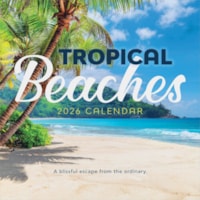 TF Publishing 2026 Tropical Beaches Wall Calendar - Monthly - 12 Month - January 2026 to December 2026 - 12" (304.80 mm) x 24" (609.60 mm) Sheet Size - Wall Mount - Multi - Paper - Monthly Grid, Plastic-free, Bonus Month