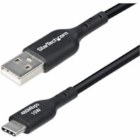 StarTech.com 1ft (30cm) USB-A to USB-C Charging Cable, Charge & Sync, 3A, USB 2.0, TPE Jacket - Black USB Charging Cord - USB-A to USB-C Charging Cable supports 15W/3A Fast Charge and 480Mbps; Connect to a USB-A charger/power bank/hub; Works w/portable USB-C devices; Color: Black; O.D.: 3mm; Jacket: