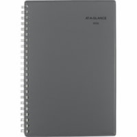 At-A-Glance 2026 Traditional Weekly/Monthly Planner - 8" H x 5" W - Grey - Bilingual - Weekly, Monthly - 12 Month - January 2026 to December 2026 - 1 Week, 1 Month Double Page Layout - 5" (127 mm) x 8" (203.20 mm) Sheet Size - Spiral Bound - Paper - Dark Gray Polypropylene, Poly Cover - Monthly Tab,