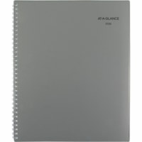 At-A-Glance 2026 Traditional Weekly/Monthly Planner - 11" H x 8-1/2" W - Grey - Bilingual - Weekly, Monthly - 12 Month - January 2026 to December 2026 - Quarter-hourly - 1 Week, 1 Month Double Page Layout - Letter - 8 1/2" (215.90 mm) x 11" (279.40 mm) Sheet Size - Spiral Bound - Paper - Dark Gray P