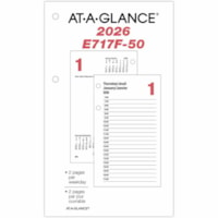 At-A-Glance 2026 Daily Desk Calendar Refill 2-Pages/Day - 6" H x 3-1/2" W - Bilingual - Daily - 12 Month - January 2026 to December 2026 - 7:00 AM to 5:00 PM - Half-hourly - 1 Day Single Page Layout - 1 Day Double Page Layout - 3 1/2" (88.90 mm) x 6" (152.40 mm) Sheet Size - Desk - Red - Paper - Eve