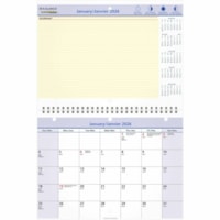 At-A-Glance 2026 QuickNotes Monthly Wall/Desk Calendar - 8" H x 11" W - Bilingual - Monthly - 12 Month - January 2026 to December 2026 - 11" (279.40 mm) x 8" (203.20 mm) Sheet Size - 3 x Holes - 1.25" (31.75 mm) x 1.25" (31.75 mm) Block - Wire Bound - Desk - Wall Mount - Blue - Paper - Bleed Resista