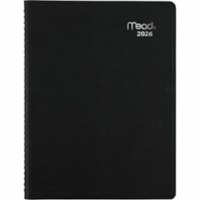 Mead Contempo Appointment Book - Weekly, Monthly - 12 Month - January 2026 to December 2026 - Hourly - 1 Week, 1 Month Double Page Layout - 8 1/4" (209.55 mm) x 10 4/5" (274.32 mm) Sheet Size - Spiral Bound - Paper - Black Poly, Polypropylene Cover - Appointment Schedule, Task List, Event Planning S