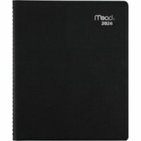 Mead 2026 Contempo Monthly Appointment Book - 8-3/4" H x 6-7/8" W - Black - Bilingual - Monthly - 12 Month - January 2026 to December 2026 - 1 Month Double Page Layout - 6 7/8" (174.50 mm) x 8 3/4" (222.25 mm) Sheet Size - Spiral Bound - Paper - Black Poly, Polypropylene Cover - Appointment Schedule