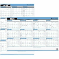 DayTimer Reversible Flexible Planner Seasonal/Horizontal 24" x 36" Bilingual - Yearly - 2025 - Wall Mount - Reversible, Flexible, Write on/Wipe off, Laminated - 1 Each
