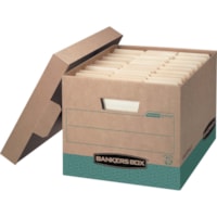 Bankers Box Recycled R-Kive File Storage Box - Internal Dimensions: 12" (304.80 mm) Width x 15" (381 mm) Depth x 10" (254 mm) Height - External Dimensions: 12.8" (323.85 mm) Width x 16.5" (419.10 mm) Depth x 10.4" (263.65 mm) Height - 800 lb (362873.90 g) - Media Size Supported: Letter, Legal - Lift