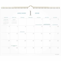 At-A-Glance 2026 Signature Monthly Wall Calendar - 11-7/8" H x 14-7/8" W - Bilingual - Monthly - 12 Month - January 2026 to December 2026 - 1 Month Single Page Layout - 14 7/8" (377.83 mm) x 11 7/8" (301.63 mm) Sheet Size - 2" (50.80 mm) x 2" (50.80 mm) Block - Twin Wire - Wall Mount - Teal - Linen,
