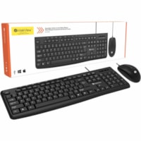 IntekView Wired Bilingual Keyboard and Mouse kit - USB Cable Keyboard - Bilingual, English, French - USB Cable Mouse - 1200 dpi - Scroll Wheel - Multimedia, Play/Pause, Mute, Volume Up, Volume Down, My Computer, Email, Power, Calculator Hot Key(s) - Symmetrical - Compatible with PC, Mac