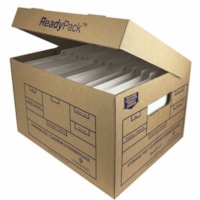 ReadyPack(tm) Storage Box - External Dimensions: 12" (304.80 mm) Width x 10" (254 mm) Depth x 15" (381 mm) Height - Medium Duty - 32 ECT - Stackable - Corrugated Board, Kraft - Brown - For File, File Folder, Book, Document - 12 / Case