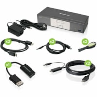 IOGEAR 2-Port DisplayPort/HDMI KVMP Switch with USB 3.0 Hub (TAA Compliant) - 2 Computer(s) - 4K UHD - 3840 x 2160 - 5 x USB - 3 x DisplayPort 