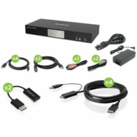 IOGEAR 2-Port 4K Dual View DisplayPort/HDMI KVMP with USB and Audio - 2 Computer(s) - 4K - 4096 x 2160 - 1 x Network (RJ-45) - 6 x USB - 6 x DisplayPort - Desktop