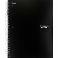 Five Star 1 Subject 11" 100ct Black Notebook - 1 Subject(s) - 100 Sheets - Spiral Bound - Ruled Margin - Letter - 11" (279.40 mm) Height x 9.50" (241.30 mm) Width x 0.75" (19.05 mm) Depth - Coated Poly Cover - Durable, Bleed Resistant, Storage Compartment, Pocket Divider, Reinforced, Tear Resistant,