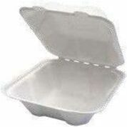 Eco Guardian 6" x 6" x 3" Clamshell / Bagasse / Compostable - Food, Food Storage - Bagasse, Sugarcane Body - 50 / Pack