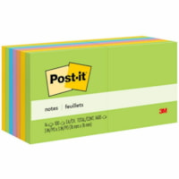 Feuillet adhésif Post-it® - 1400 - largeur de drapeau/note 3 po (76,20 mm) x longueur de drapeau/note 3 po (76,20 mm) - Carré - 100 Feuilles par bloc - Non ligné - Citronnade, Citron, Jardin d'iris, Rose - Papier - Autocollant, Repositionnables - 14 / emballage