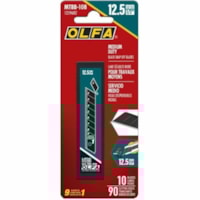 Olfa 12.5mm MTBB-10B Medium Duty Black Snap Blades, 10pk - 0.49" (12.50 mm) Length x 17.72 mil (0.45 mm) Thickness - Durable - Alloy Steel - Black - 10 Pack