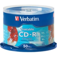 CD enregistrable - CD-R - 52x - 700 Mo - 50 emballage Broche Verbatim - 120 mm - Imprimable - 1,33 Heure Temps maximum d'enregistrement