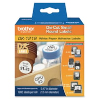 Brother Label Maker Tape Cartridges - 1/2" Length - Direct Thermal - White - 1200 / Roll - 1 Roll