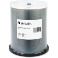 Verbatim 95256 CD Recordable Media - CD-R - 52x - 700 MB - 100 / Pack - Silver - 120mm - Printable - Inkjet Printable - 1.33 Hour Maximum Recording Time