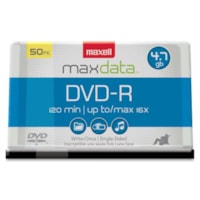 Maxell DVD Recordable Media - DVD-R - 16x - 4.70 GB - 50 / Pack - 120mm