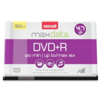 Maxell DVD Recordable Media - DVD+R - 16x - 4.70 GB - 50 / Pack - 120mm - 2 Hour Maximum Recording Time