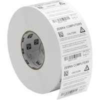 Zebra Label Polyester 2 x 1in Thermal Transfer Zebra Z-Ultimate 4000T High-Tack 1 in core - 2" (50.80 mm) Width x 1" (25.40 mm) Length - Permanent Adhesive - Rectangle - Thermal Transfer - Glossy - White - Acrylic, Polyester - 2530 / Roll - Chemical Resistant, Temperature Resistant, Perforated - 1