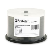 Verbatim DVD+RW 4.7GB 4X DataLifePlus White Inkjet Printable - 50pk Spindle - Inkjet Printable