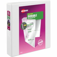 Avery® Durable View Binder1-1/2" , Slant D Rings, White - 1 1/2" (38.10 mm) Binder Capacity - Letter - 8 1/2" (215.90 mm) x 11" (279.40 mm) Sheet Size - 375 Sheet Capacity - Fastener(s): 3 x Slant Ring - Pocket(s): 2 - Polypropylene - Recycled - Pocket, Durable, Tear Resistant, Flexible, Split R