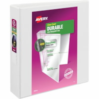 Avery® Durable View Binder 2" , Slant D Rings, White - 2" (50.80 mm) Binder Capacity - Letter - 8 1/2" (215.90 mm) x 11" (279.40 mm) Sheet Size - 530 Sheet Capacity - Fastener(s): 3 x Slant Ring - Pocket(s): 2 - Polypropylene - Recycled - Pocket, Durable, Tear Resistant, Flexible, Split Resistan