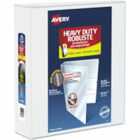 Avery® Heavy Duty View Binder 3" , One Touch(tm) Locking D Rings, White - 3" (76.20 mm) Binder Capacity - Letter - 8 1/2" (215.90 mm) x 11" (279.40 mm) Sheet Size - 635 Sheet Capacity - Fastener(s): 3 x Slant Ring - Pocket(s): 4 - Polypropylene - Recycled - Heavy Duty, One Touch Ring, PVC-fre