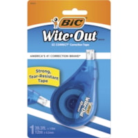 BIC Wite-Out EZ CORRECT Correction Tape - 0.20" (5.08 mm) Width x 39.4 ft (12.01 m) Length - 1 Line(s) - White Tape - Ergonomic White Dispenser - Tear Resistant, Photo-safe, Odorless - White - 1 Each