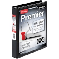 Cardinal EasyOpen Clearvue Slant D-Ring Binders - 1" Binder Capacity - Letter - 8 1/2" x 11" Sheet Size - 225 Sheet Capacity - 1" Spine Width - Fastener(s): 3 x D-Ring - Pocket(s): 2, Inside Front & Back - Vinyl - Black - 1.02 lb (462.664217 g) - Clear Overlay, Locking Mechanism, One Touch Ring, Lab