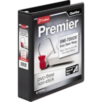 Cardinal EasyOpen Clearvue Slant D-Ring Binders - 1 1/2" Binder Capacity - Letter - 8 1/2" x 11" Sheet Size - 350 Sheet Capacity - 1 3/5" Spine Width - Fastener(s): 3 x D-Ring - Pocket(s): 2, Inside Front & Back - Vinyl - Black - 1.18 lb (535.238997 g) - Clear Overlay, Locking Mechanism, One Touch R