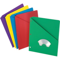 Pendaflex Slash Pocket 3-hole Project Folders - For Letter 8 1/2" (215.90 mm) x 11" (279.40 mm) Sheet - Multi - 25 / Pack